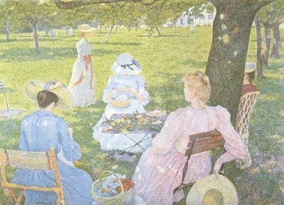 Theo Van Rysselberghe Family in an Orchard (nn02) china oil painting image
